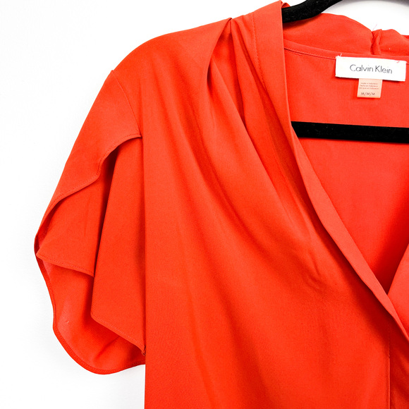 Calvin Klein Short Sleeve Orange Blouse - Picture 7 of 10